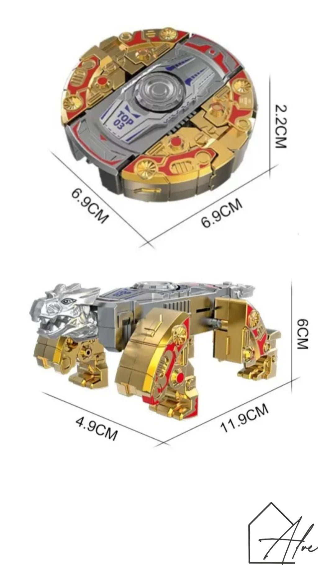 Gold variant fidget spinner robot – transformable metallic toy