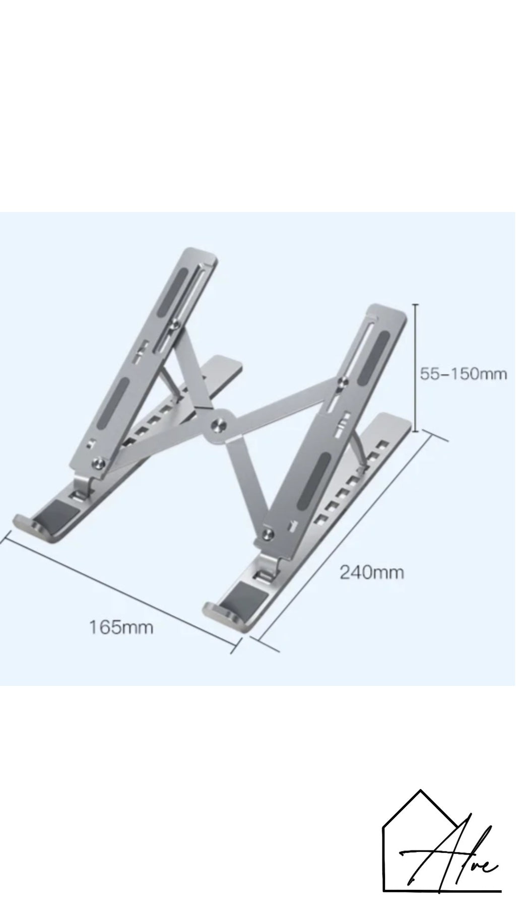 Laptop stand for remote work – silver aluminium compact design