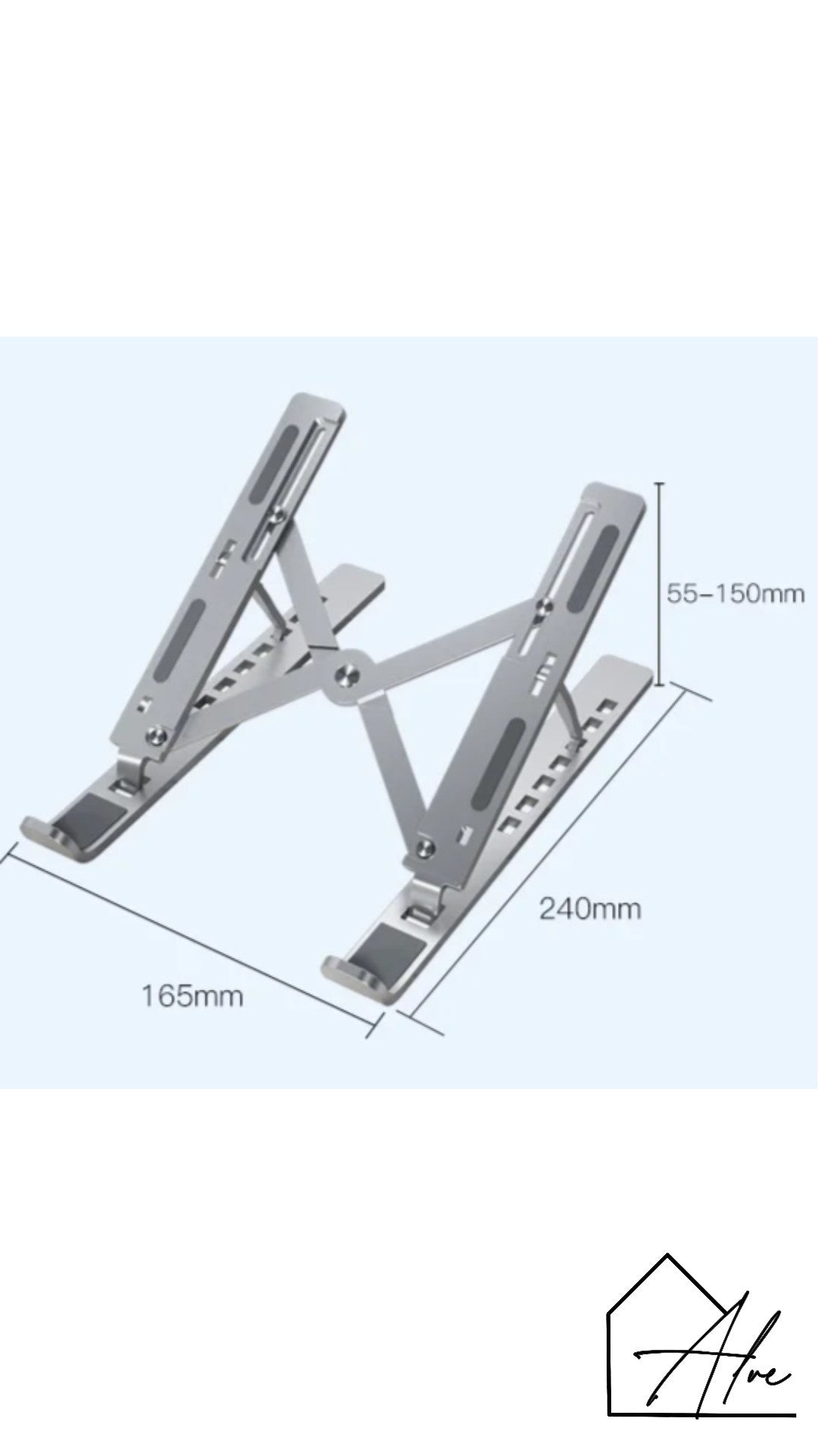 Laptop stand for remote work – silver aluminium compact design