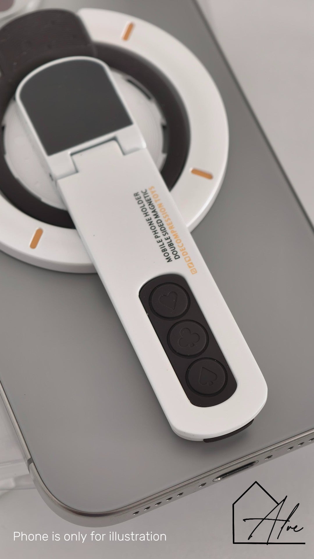 MagSafe stand close-up showing magnetic attachment – no case needed