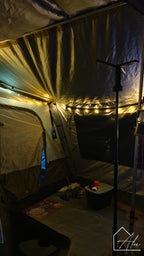 Retractable LED string lights extended – full length outdoor use