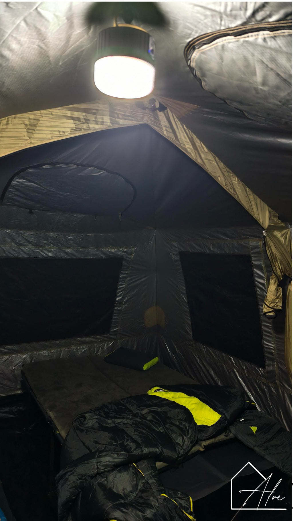 Solar camp light – in a tent