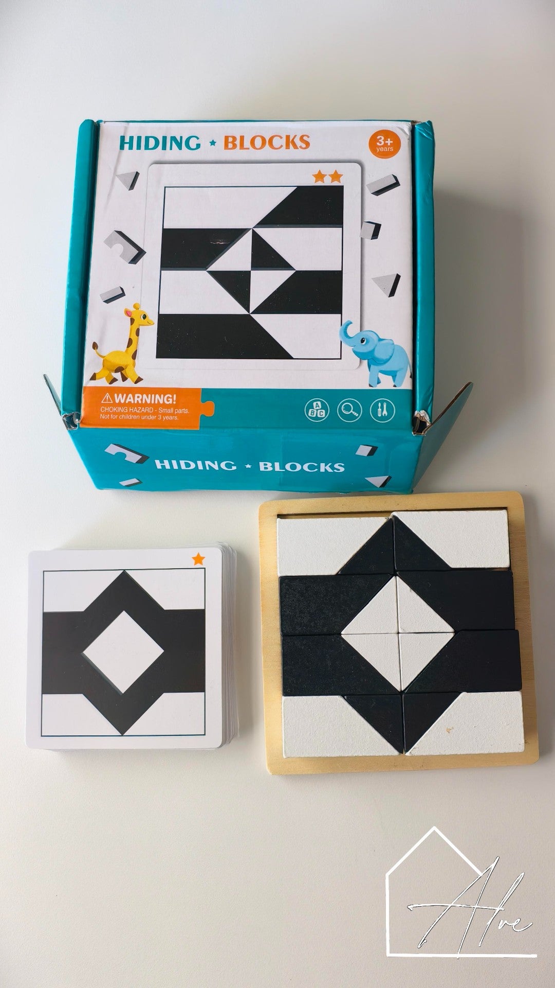 Montessori Wooden Tangram Puzzle – Screen-Free Brain Teaser Ages 3+ – Home by Alve