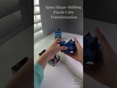 Space puzzle cube transforming from cube shape into a 3D star